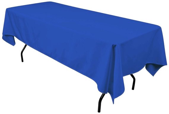 1 Yard Royal Blue Rectangle Tablecloth Washable Polyester for 6 Foot Table 60 Inch Width