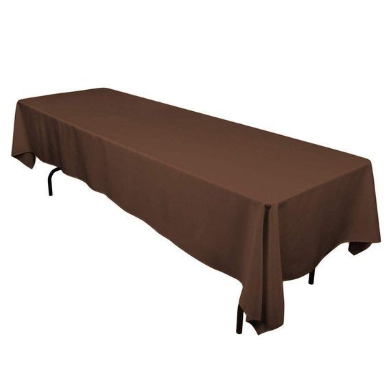 1 Yard Chocolate Rectangle Tablecloth Washable Polyester for 6 Foot Table 60 Inch Width