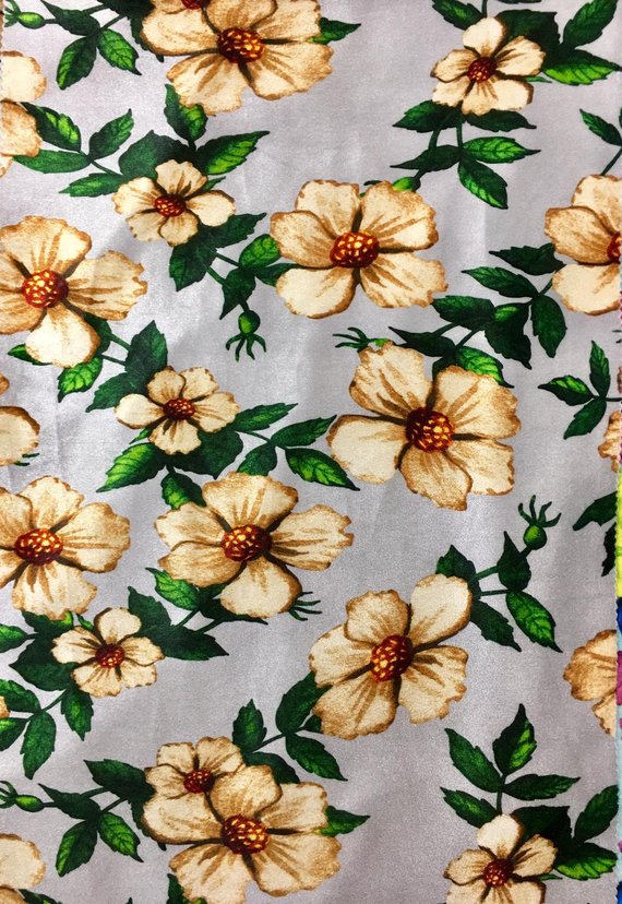 1 Yard Silver Gold Green Floral Stretch Velvet Fabric Multicolor for Apparel Upholstery Drapery 60 Inch Width