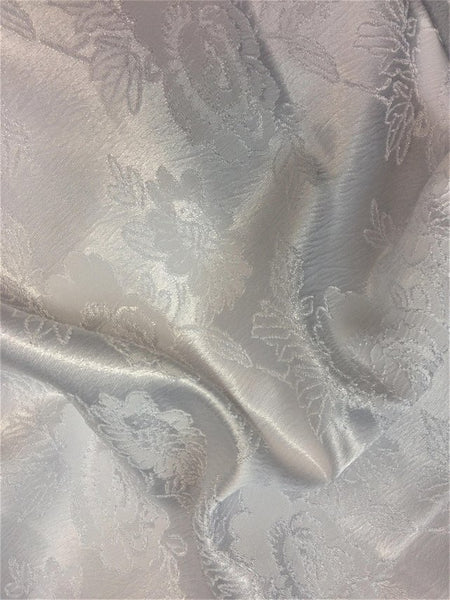 1 Yard Silver Floral Jacquard Brocade Cotton Poly Fabric for Suits Fashion Upholstery 58 Inch Width