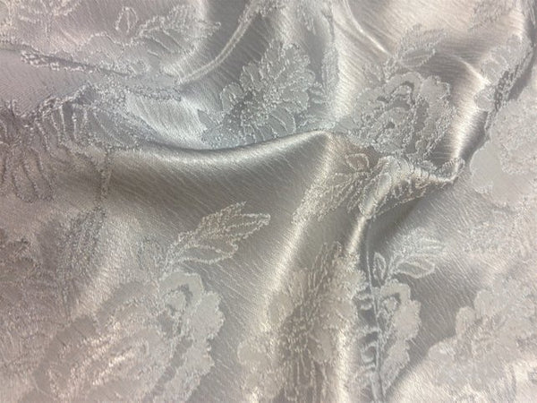 1 Yard Silver Floral Jacquard Brocade Cotton Poly Fabric for Suits Fashion Upholstery 58 Inch Width