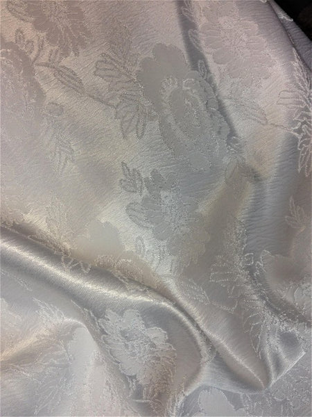 1 Yard Silver Floral Jacquard Brocade Cotton Poly Fabric for Suits Fashion Upholstery 58 Inch Width