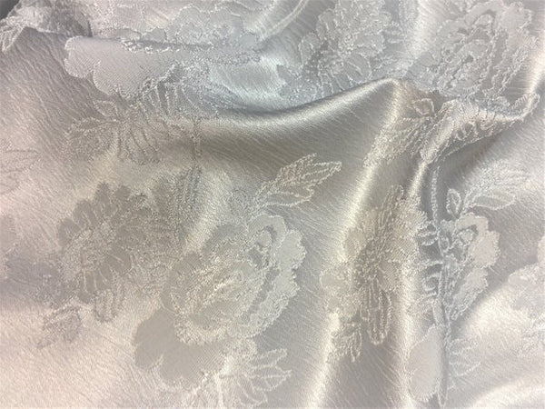 1 Yard Silver Floral Jacquard Brocade Cotton Poly Fabric for Suits Fashion Upholstery 58 Inch Width