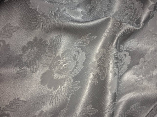 1 Yard Silver Floral Jacquard Brocade Cotton Poly Fabric for Suits Fashion Upholstery 58 Inch Width