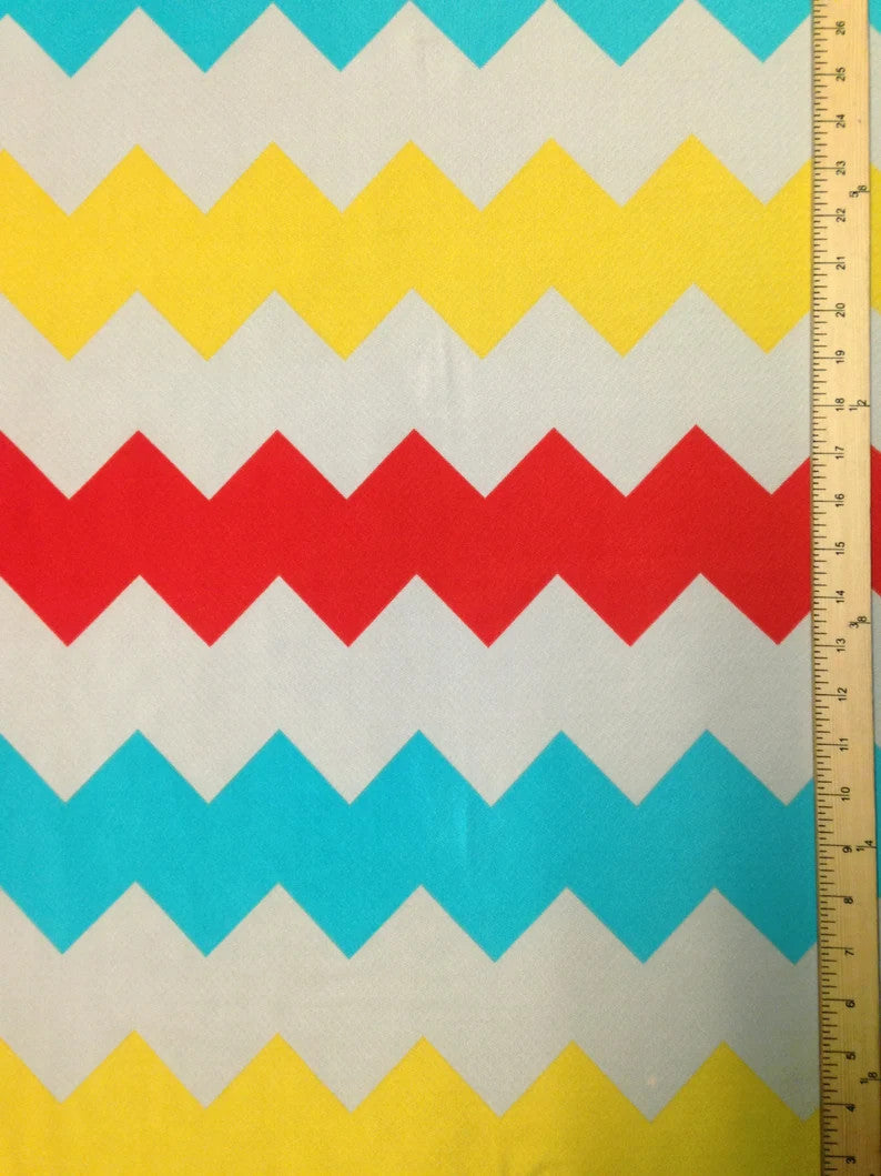 Polyester Bulgari Spandex Fabric - Big Chevron Design, Light Weight, 2-Way Stretch, 58"-60" Width