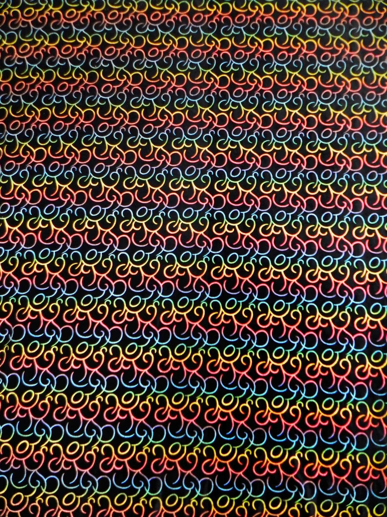 Polyester Spandex Velvet Fabric - Multi Foil Hologram Effect Swirl Design, 58 To 60 Inches Wide
