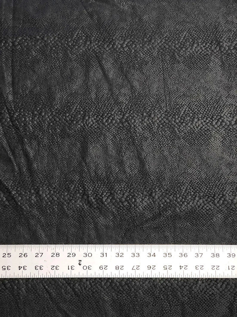 Nylon Spandex Fabric - Heavy Weight Supplex Snake Black Matte Foil Design, Black, 58" Width