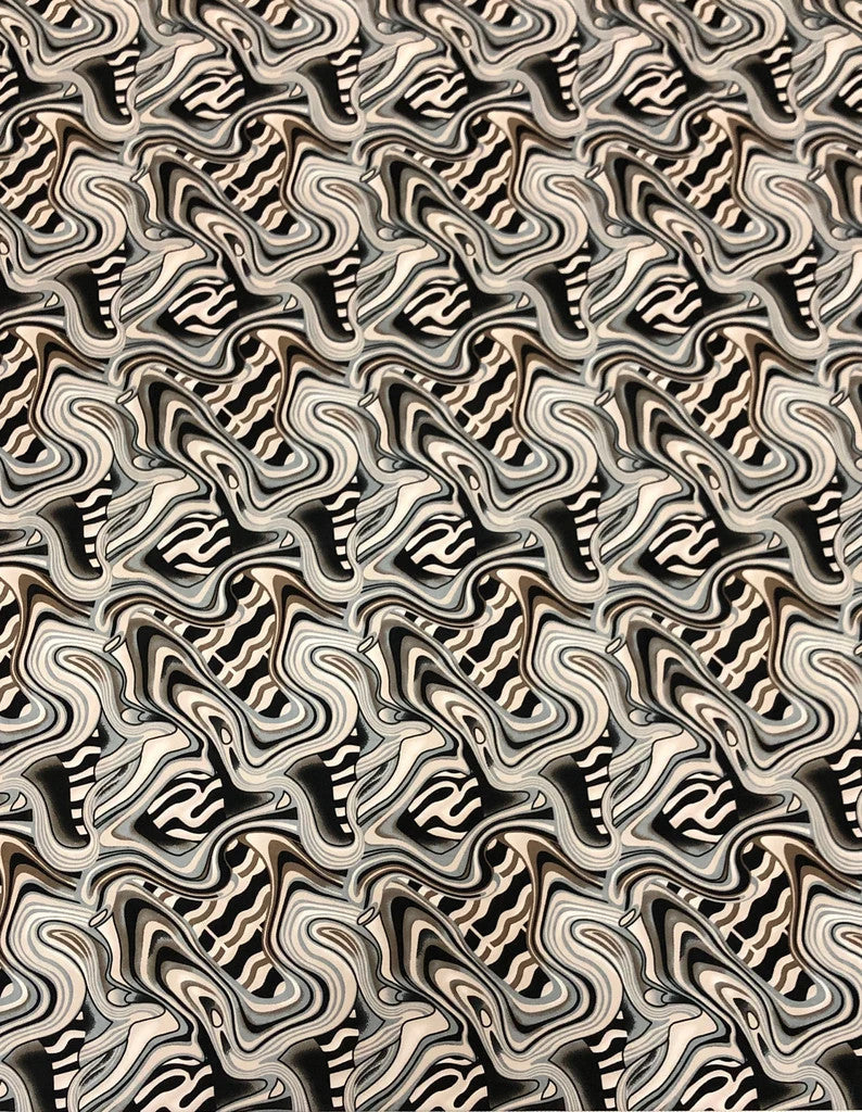 Swirl Abstract Design Polyester Spandex Fabric - Light Weight, 58"-60" Width