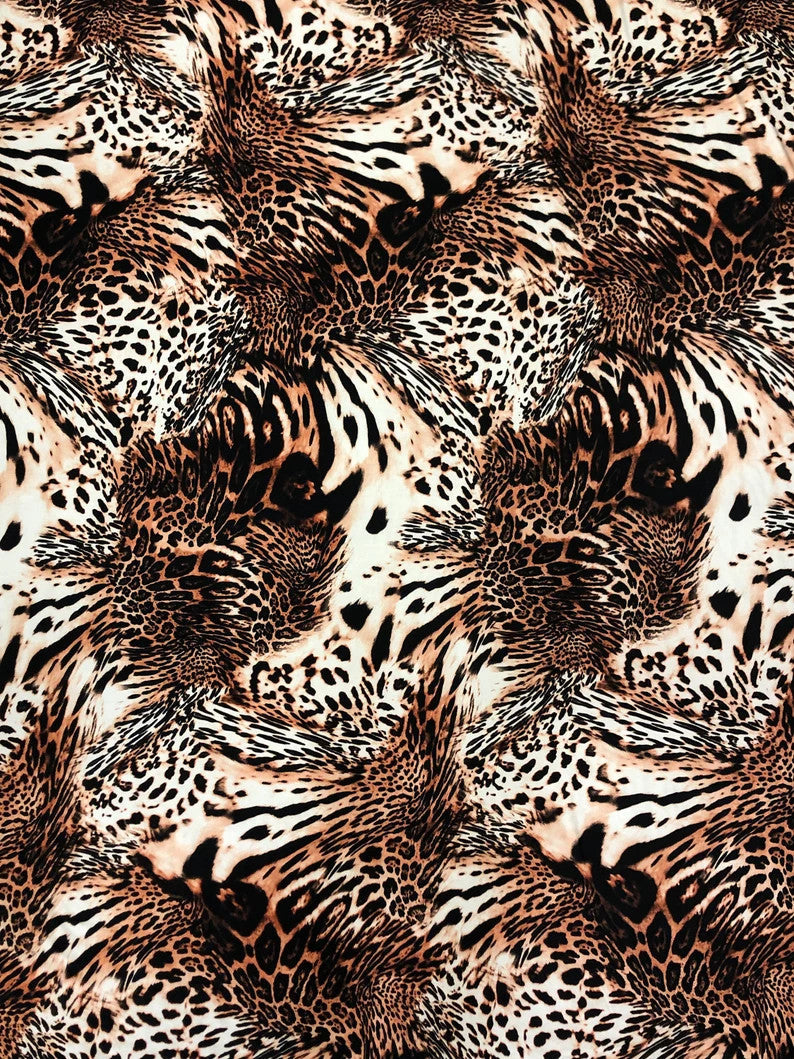 Animal Print Design Polyester Spandex Fabric - Animal Print, 58"-60" Width