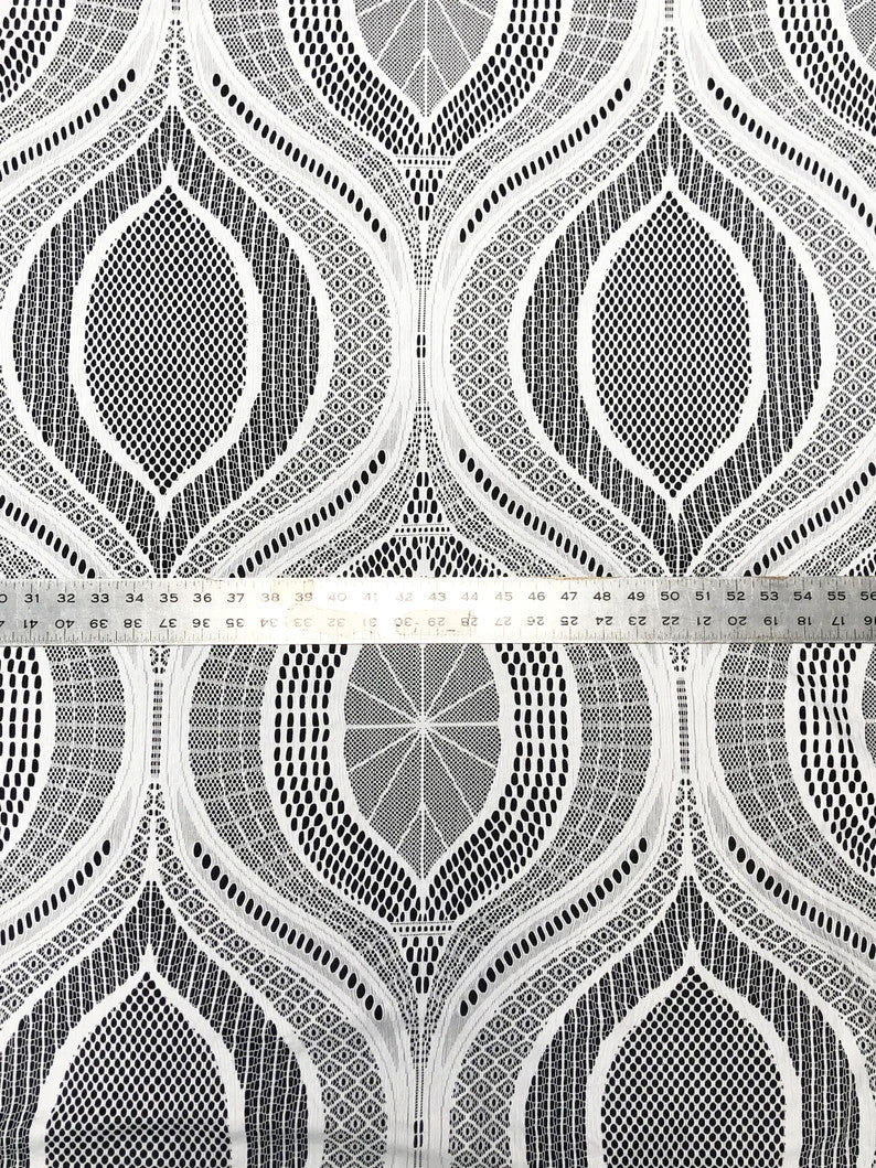 Lace Non-Stretch Big Design Polyester Fabric - White, Black