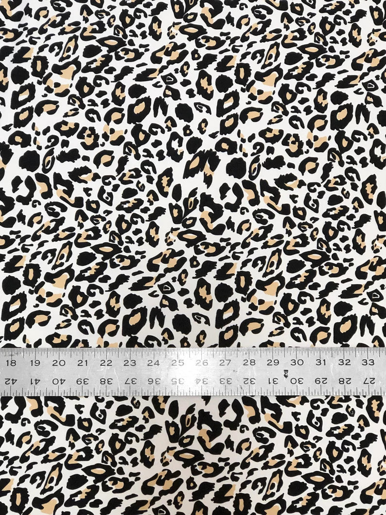 Stretch Yoga Leopard Print Nylon Spandex Fabric - Leopard Print, 58"-60" Width