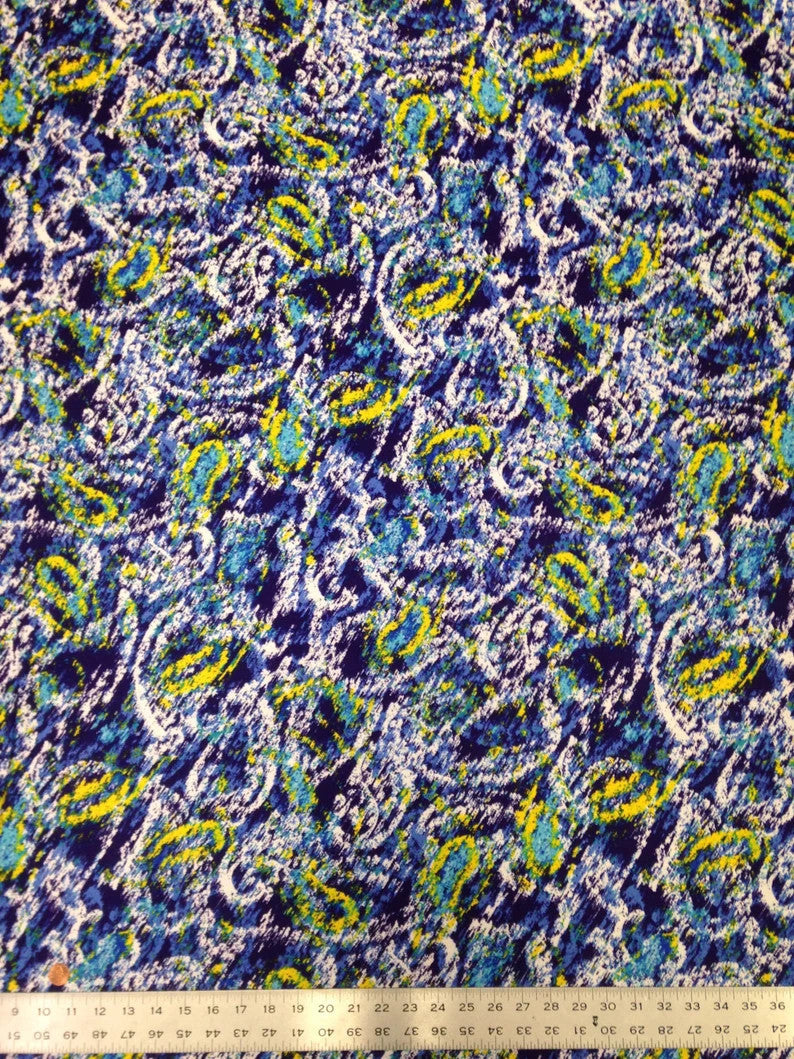 Abstract Paisley Pattern Polyester Spandex Knit Jersey Fabric - Paisley Print, Lightweight, 58" To 60" Width