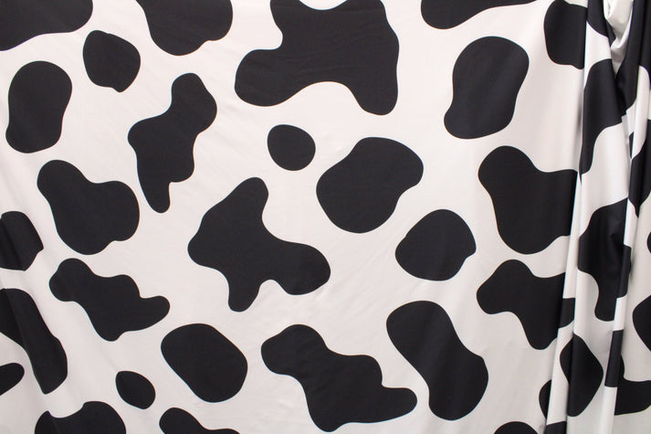 1 Yard Large Cow Print Spandex Fabric Four Way Stretch Animal Pattern Swimwear Costume Material 58"/60" Width