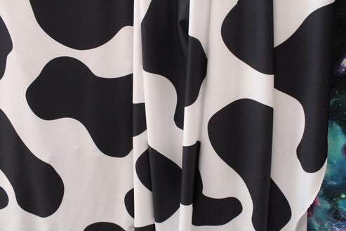 1 Yard Large Cow Print Spandex Fabric Four Way Stretch Animal Pattern Swimwear Costume Material 58"/60" Width