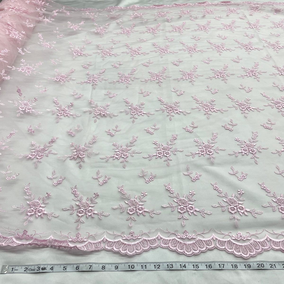 1 Yard Elegant Beaded Lace Mesh Embroidery Fabric 100% Polyester Formal Couture for Wedding & Fashion Design