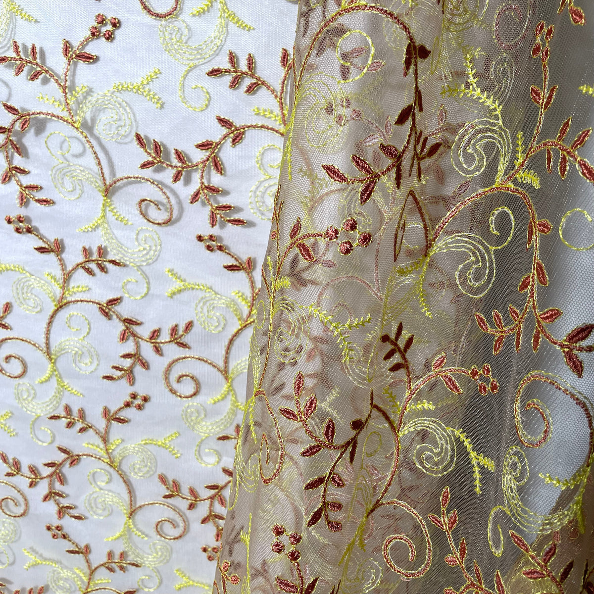 1 Yard Lace Fabric Embroidered on 100% Polyester Net Mesh 52" Wide