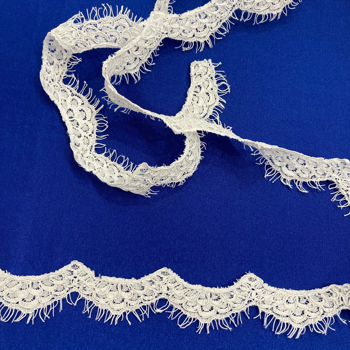 1 Yard Corded Eyelash Lace Trimming 1" Wide Embroidered on 100% Polyester Net Mesh