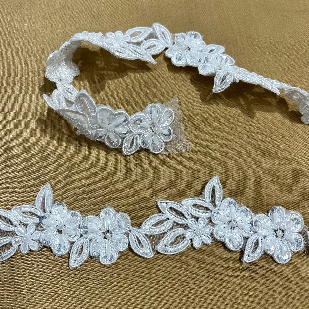 1 Yard Elegant Corded Bridal Lace Fabric, Embroidered on Soft 100% Polyester Net Mesh, Style 96028W