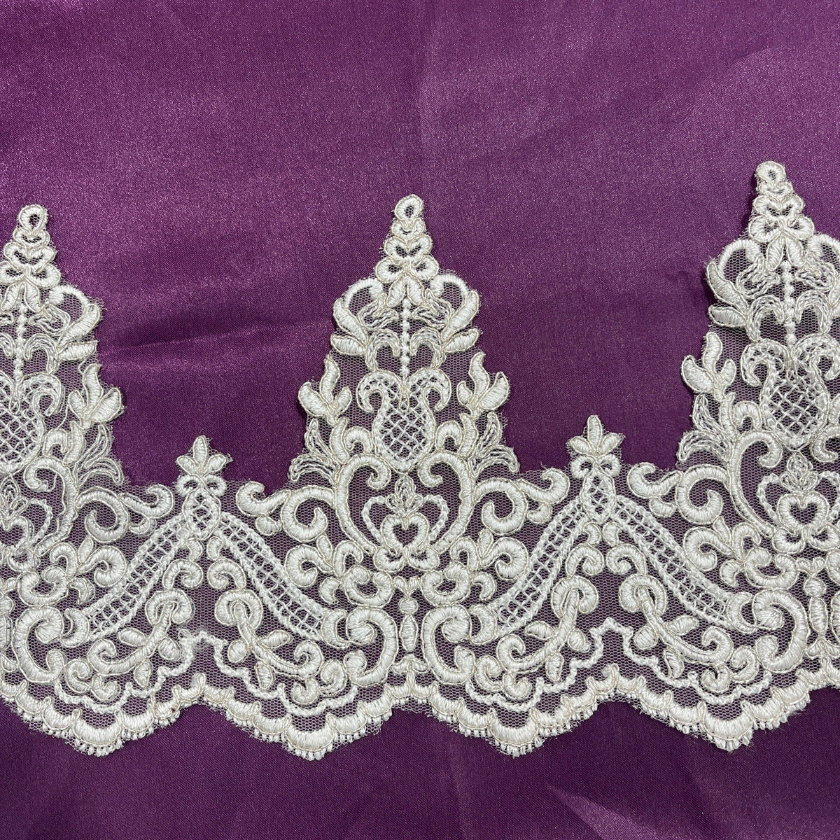 1 Yard 3D Floral Lace Trimming Embroidered on 100% Polyester Net Mesh, Elegant Decorative Lace Trim