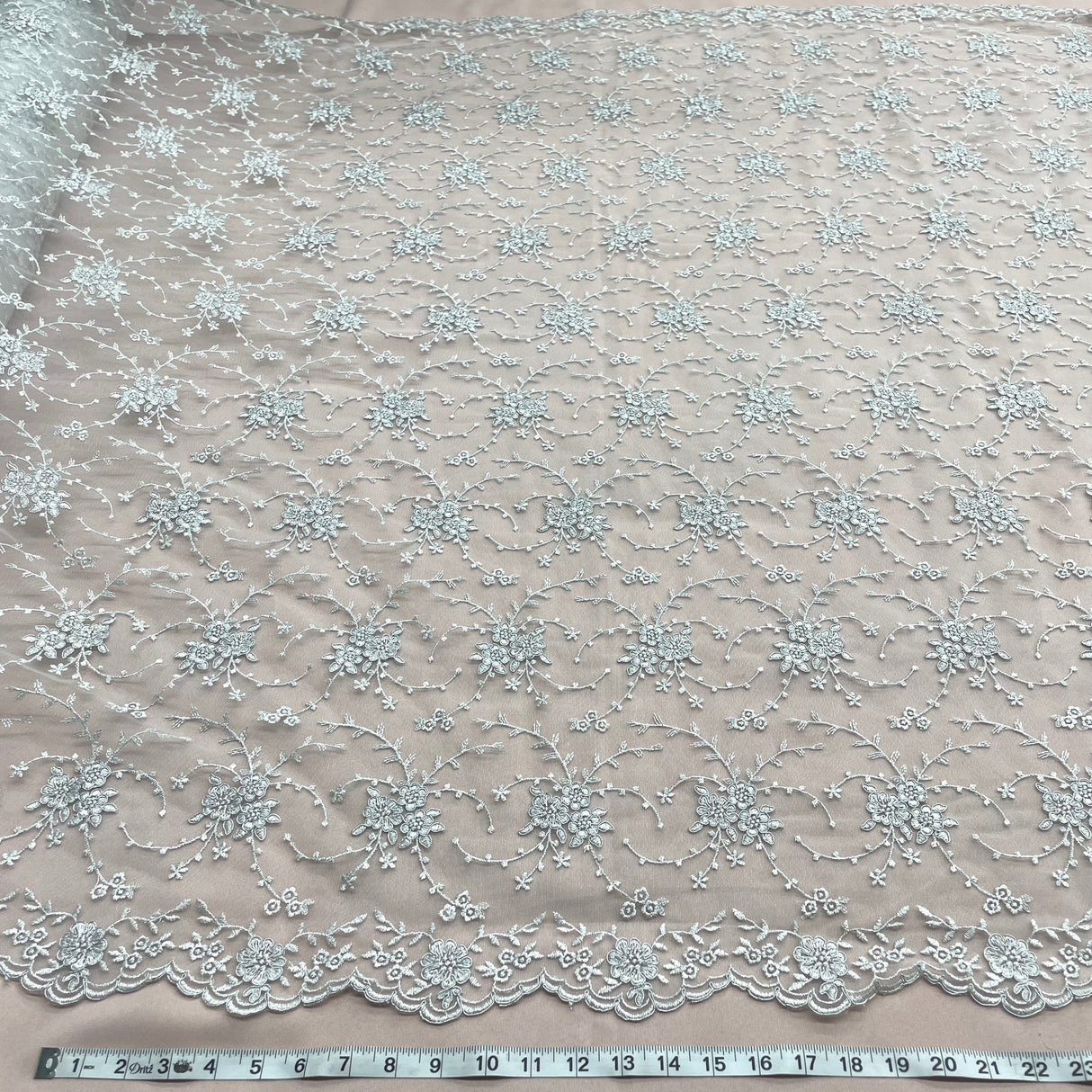 1 Yard Lime Green Corded embroidery and delicate detailing Fabric, 52 Inches Wide