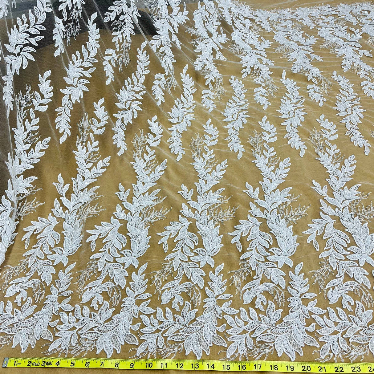 1 Yard Beaded Lace Fabric Embroidered on Polyester Net Mesh , 54" Wide Bridal & Evening Fabric