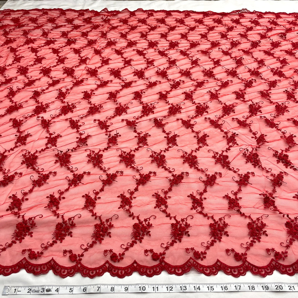 1 Yard Purple Beaded Bridal Evening Couture Quinceanera Dance Lace Fabric, 52 Inches Wide