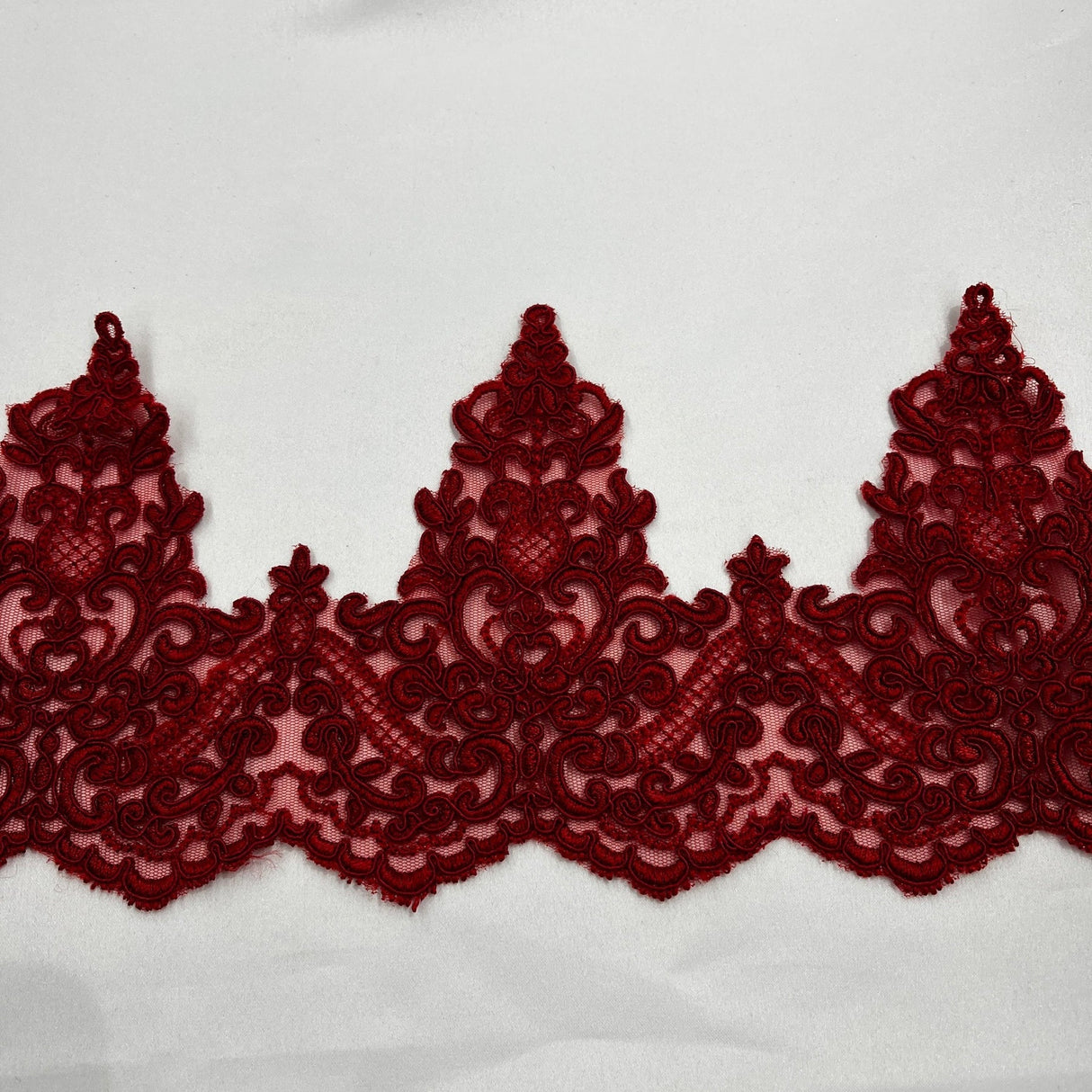1 Yard Elegant Corded Floral Lace Trimming Embroidered on 100% Polyester Net Mesh for Wedding and Evening Dresses 6 Inch Width