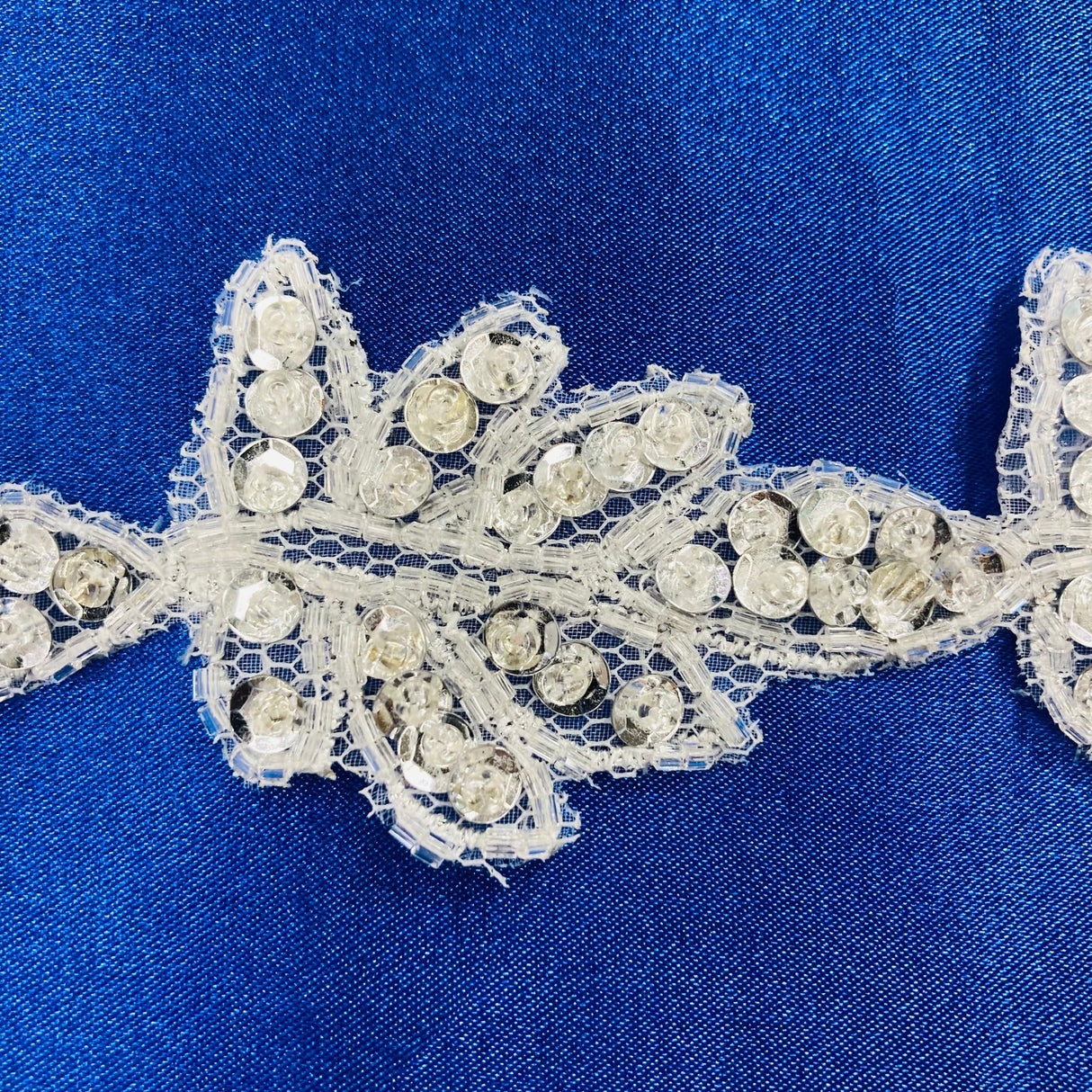 1 Yard Beaded Lace Trimming 100% Polyester Net Mesh 1.5" Wide