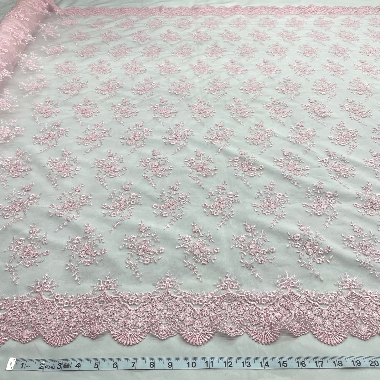 1 Yard Embroidered Lace Fabric Floral Elegant Net Mesh Wedding Dress 54" Width
