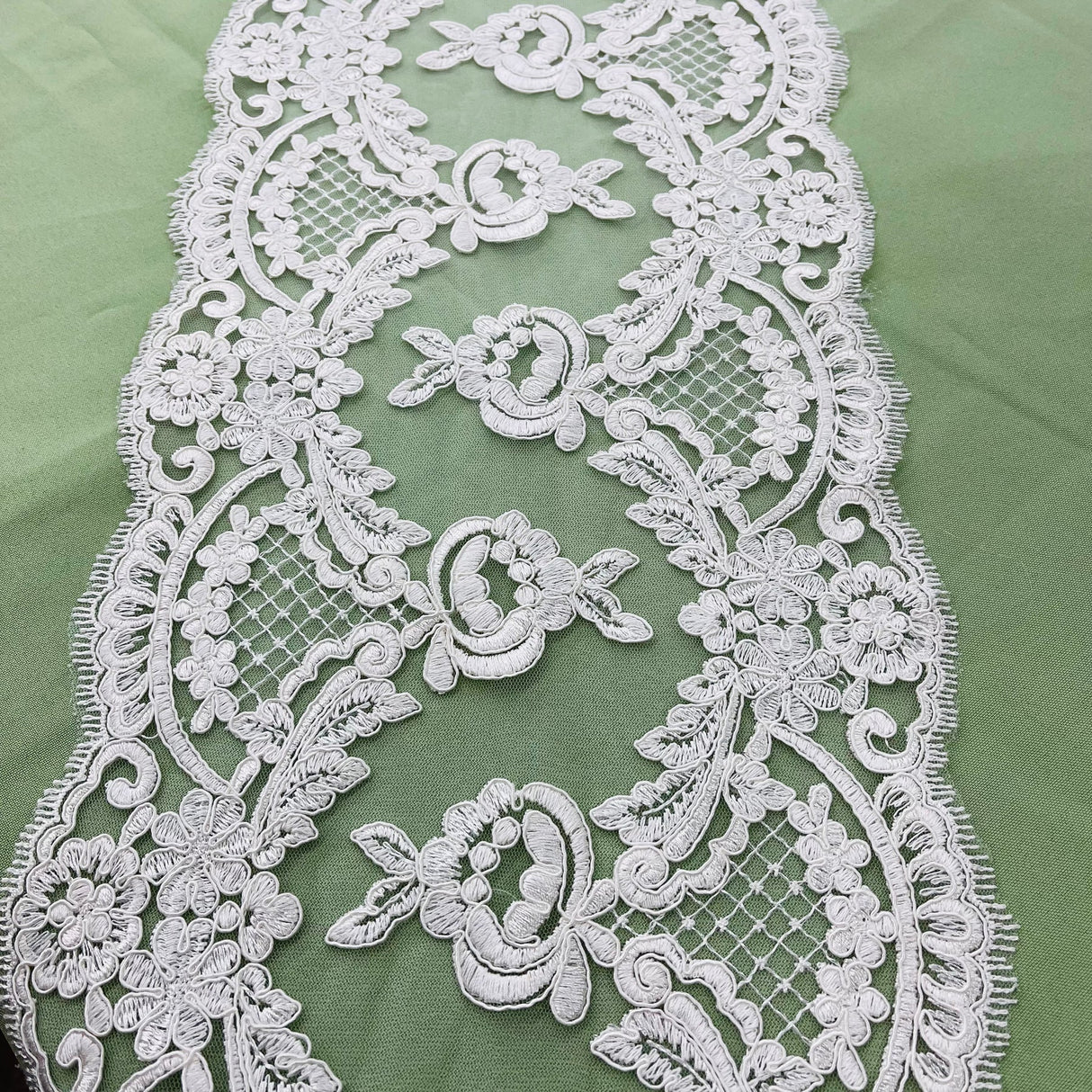 1 Yard Corded Double Sided Lace Trimming 100% Polyester Net Mesh 10″ Wide