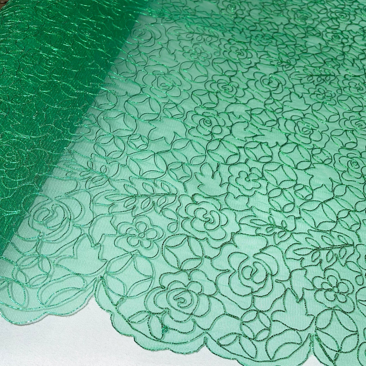 1 Yard Dark Brown Corded Bridal Lace Fabric Embroidered Polyester Net Mesh 53 Inch Width