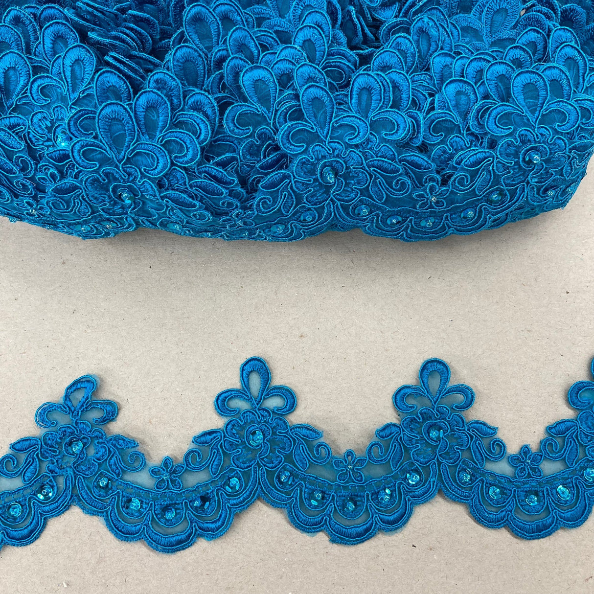 1 Yard Beaded Embroidered Lace Trim 3" Wide 100% Polyester Organza for Bridal & Dancewear