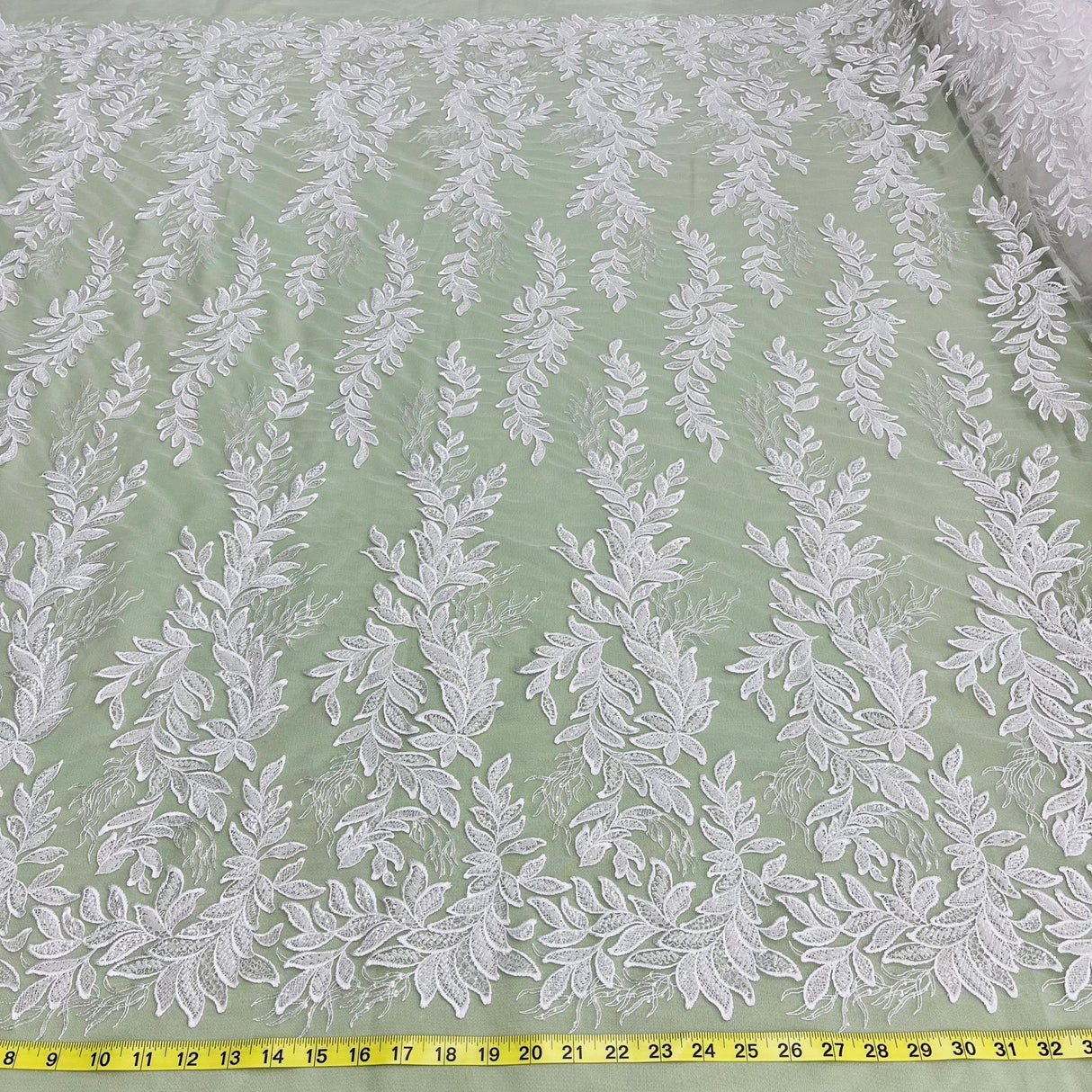 1 Yard Beaded Lace Fabric Embroidered on Polyester Net Mesh , 54" Wide Bridal & Evening Fabric