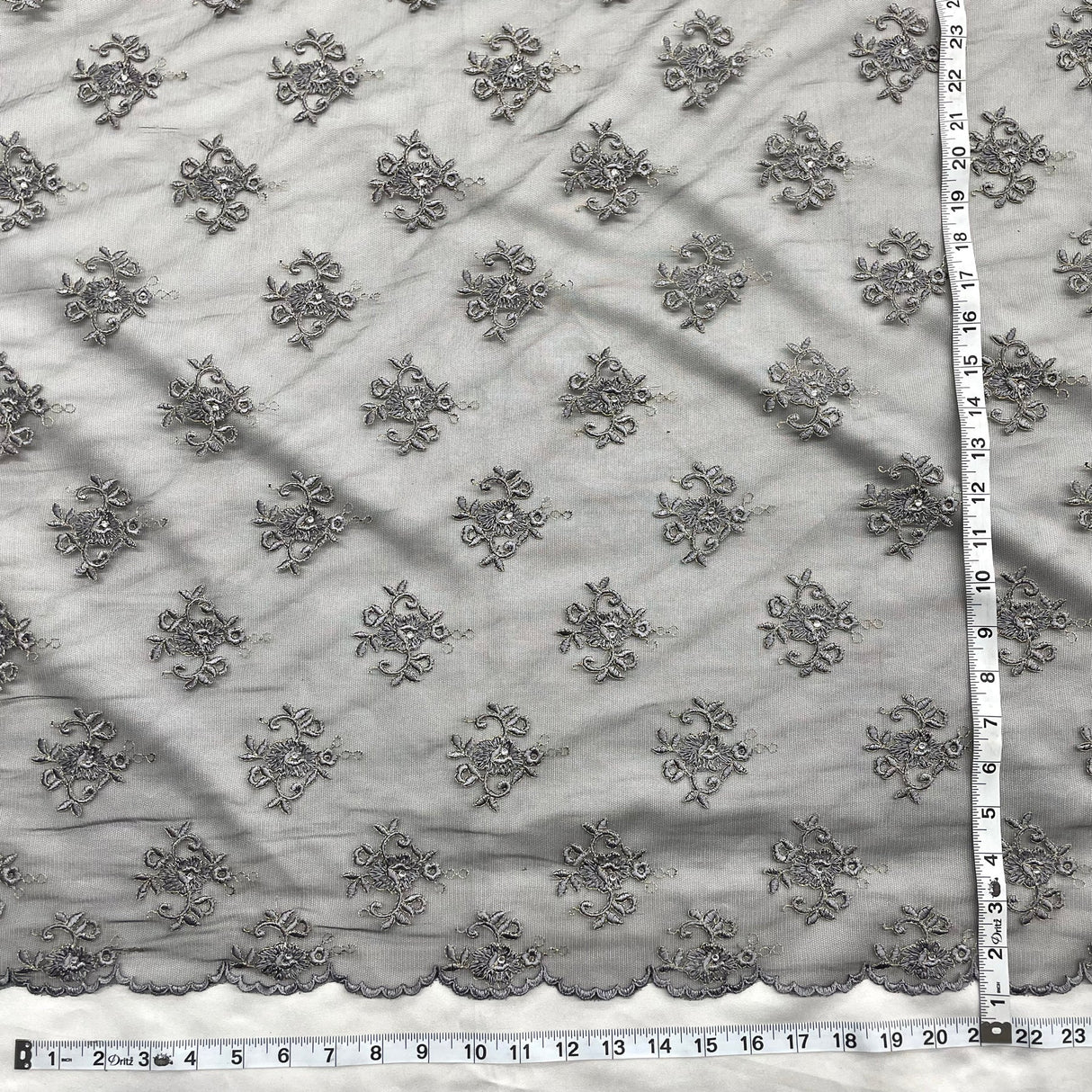 1 Yard Black Lilac Beaded Lace Fabric Embroidered on Polyester Net Mesh Elegant 52 Inch Width