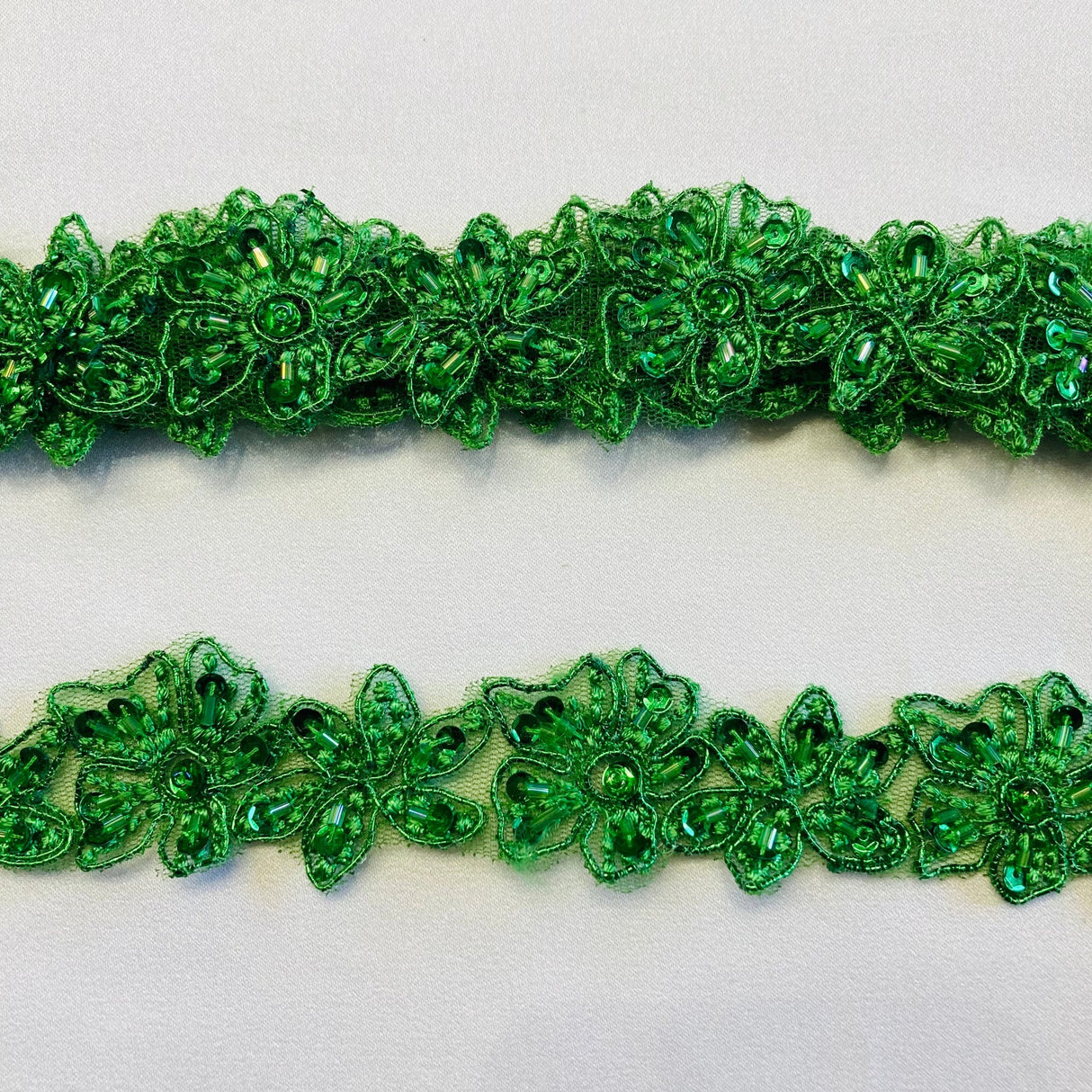 1 Yard Handmade Beaded and Corded Lace Trimming Embroidered on Polyester Net Mesh for Dresses 1.5 Inch Width