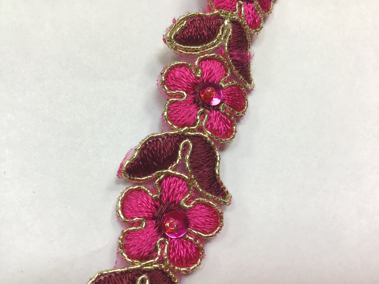 1 Yard Beaded & Corded Lace Trimming on Organza | 3/4" Wide | Decorative Couture Trim for Bridal, Quinceañera & Formalwear