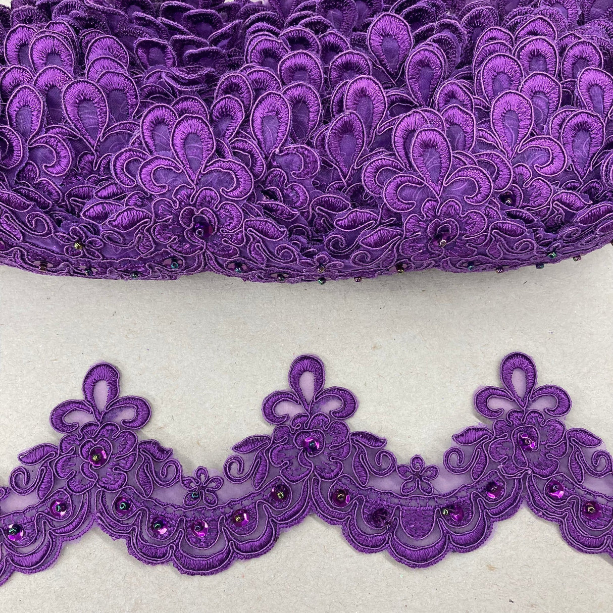 1 Yard Beaded Embroidered Lace Trim 3" Wide 100% Polyester Organza for Bridal & Dancewear