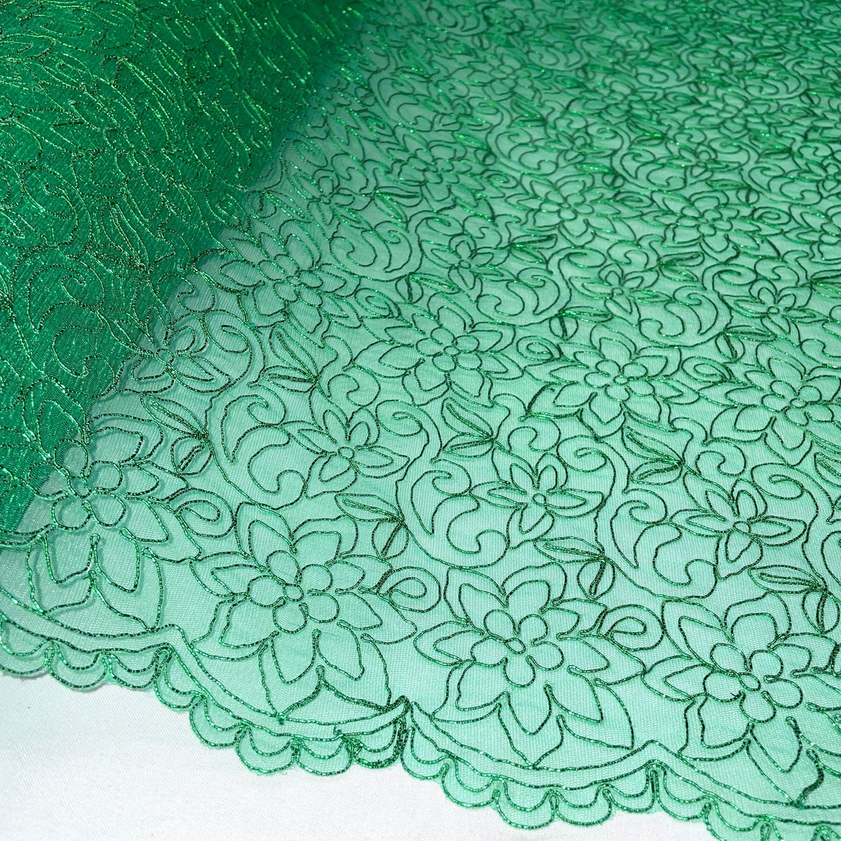 1 Yard Fuchsia Corded Bridal Lace Fabric Embroidered Polyester Net Mesh 54 Inch Width