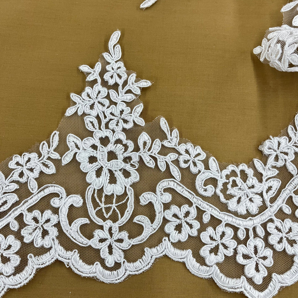 1 Yard Corded Lace Trim 6" Wide 100% Polyester Net Mesh for Gowns & Costumes