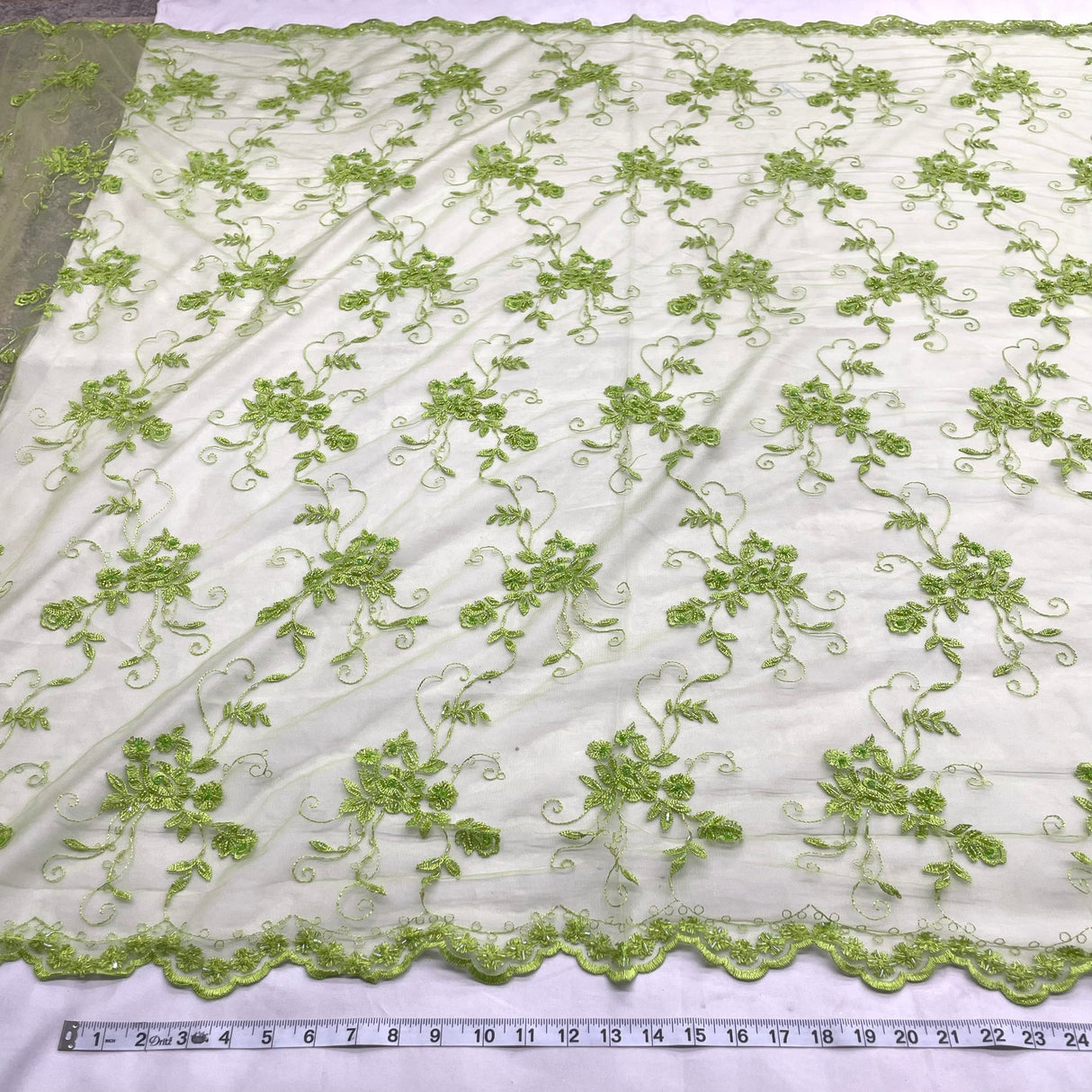 1 Yard Black Beaded Lace Fabric with Sequins and Pearls for Bridal and Evening Gowns, 51 Inches Wide