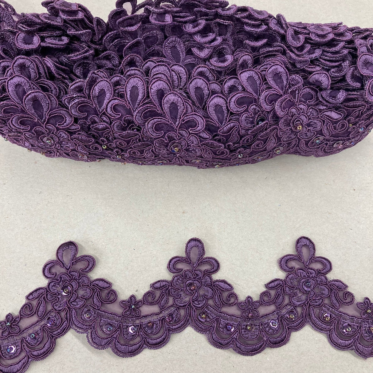 1 Yard Beaded Embroidered Lace Trim 3" Wide 100% Polyester Organza for Bridal & Dancewear