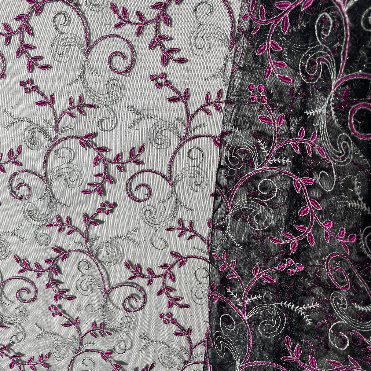 1 Yard Light Sage Embroidered Lace Fabric on Polyester Net Mesh 52 Inch Width