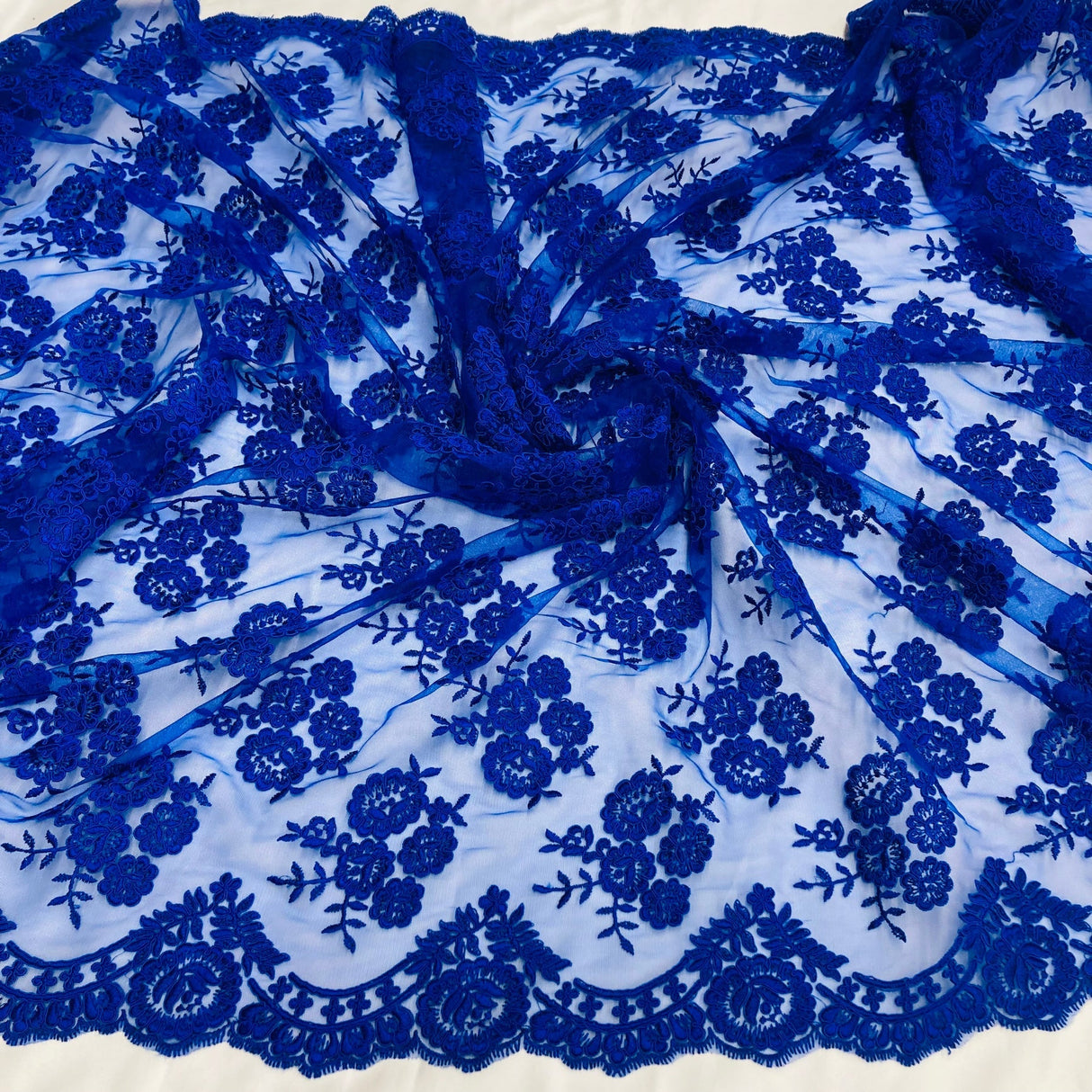 1 Yard Elegant Corded Lace Fabric Embroidered Bridal Mesh for Dresses 50" Width