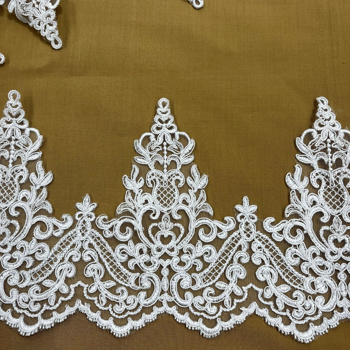 1 Yard Elegant Corded Floral Lace Trimming Embroidered on 100% Polyester Net Mesh for Wedding and Evening Dresses 6 Inch Width