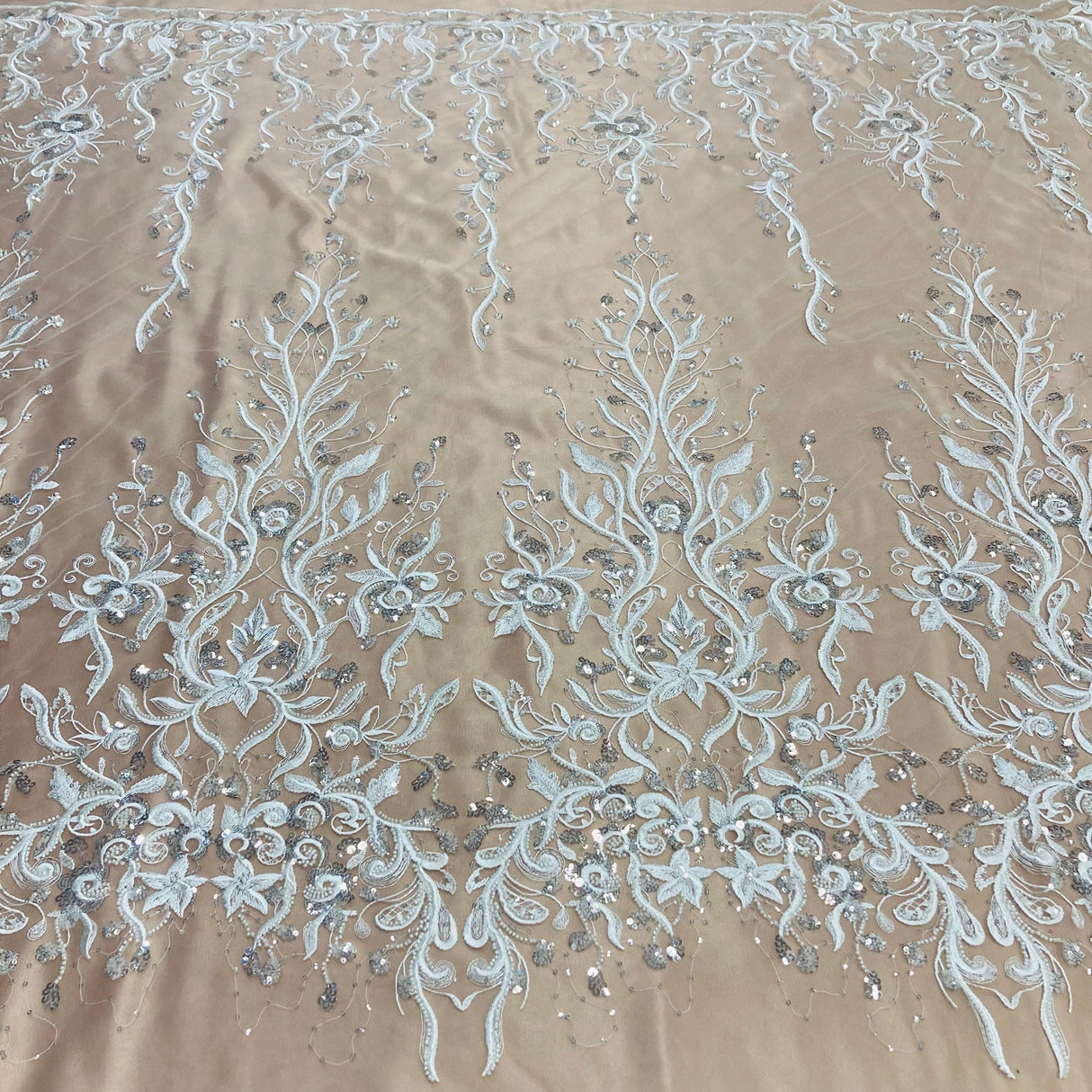 1 Yard Radiant Gold Beaded Lace Fabric Embroidered on 100% Polyester Net Mesh 52 inch Width