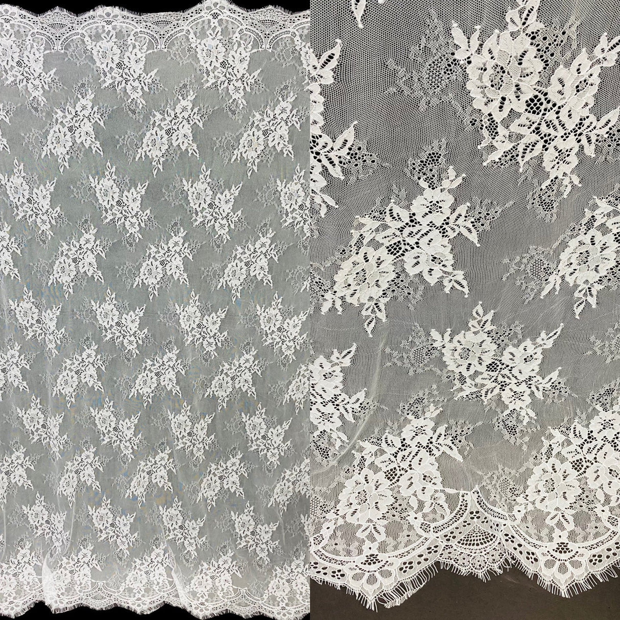 3 Yards Chantilly Eyelash Embroidered Lace 52″ Wide French Inspired Polyester Fabric for Bridal & Evening Wear