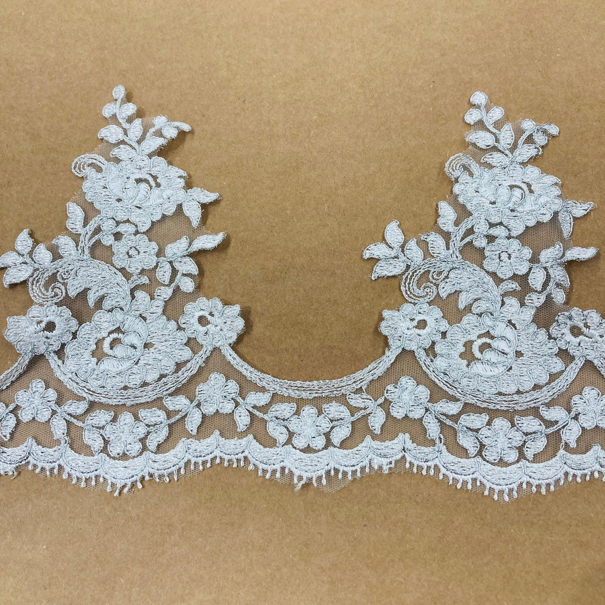 1 Yard Luxurious Corded Lace Trimming Embroidered Polyester Net Mesh for Dresses 8.5 Inch Width