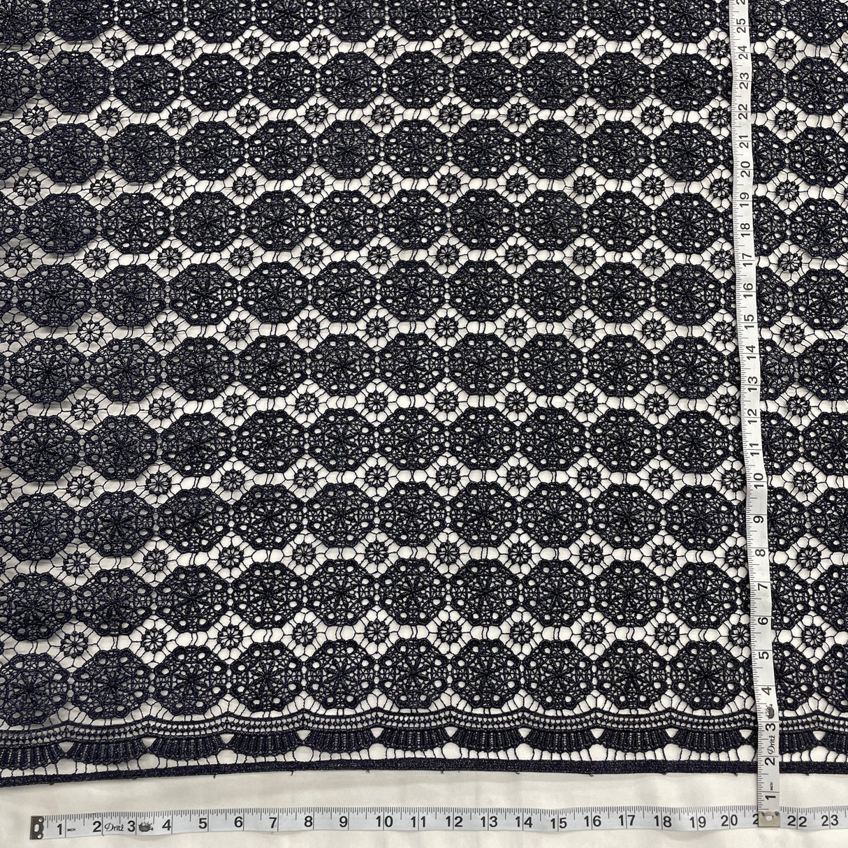 1 Yard Navy Floral Lace Fabric Embroidered on Percent Polyester Net Mesh Lightweight 45 Inch Width