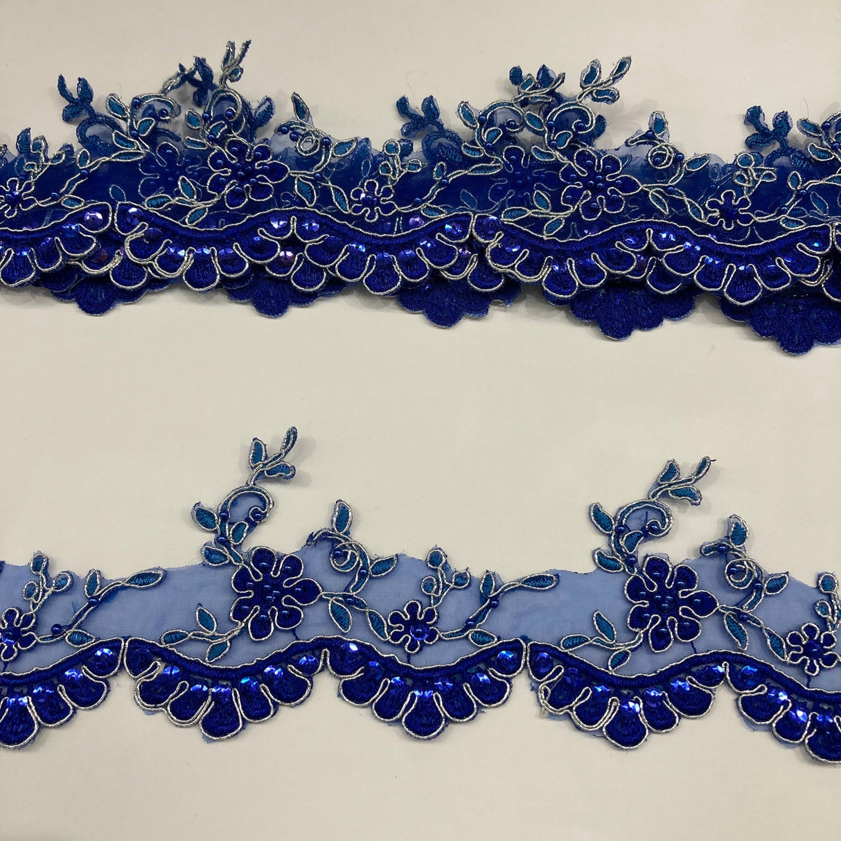 1 Yard Exquisite Beaded Corded Lace Trimming on Organza Net Mesh 3.25 Inch Width