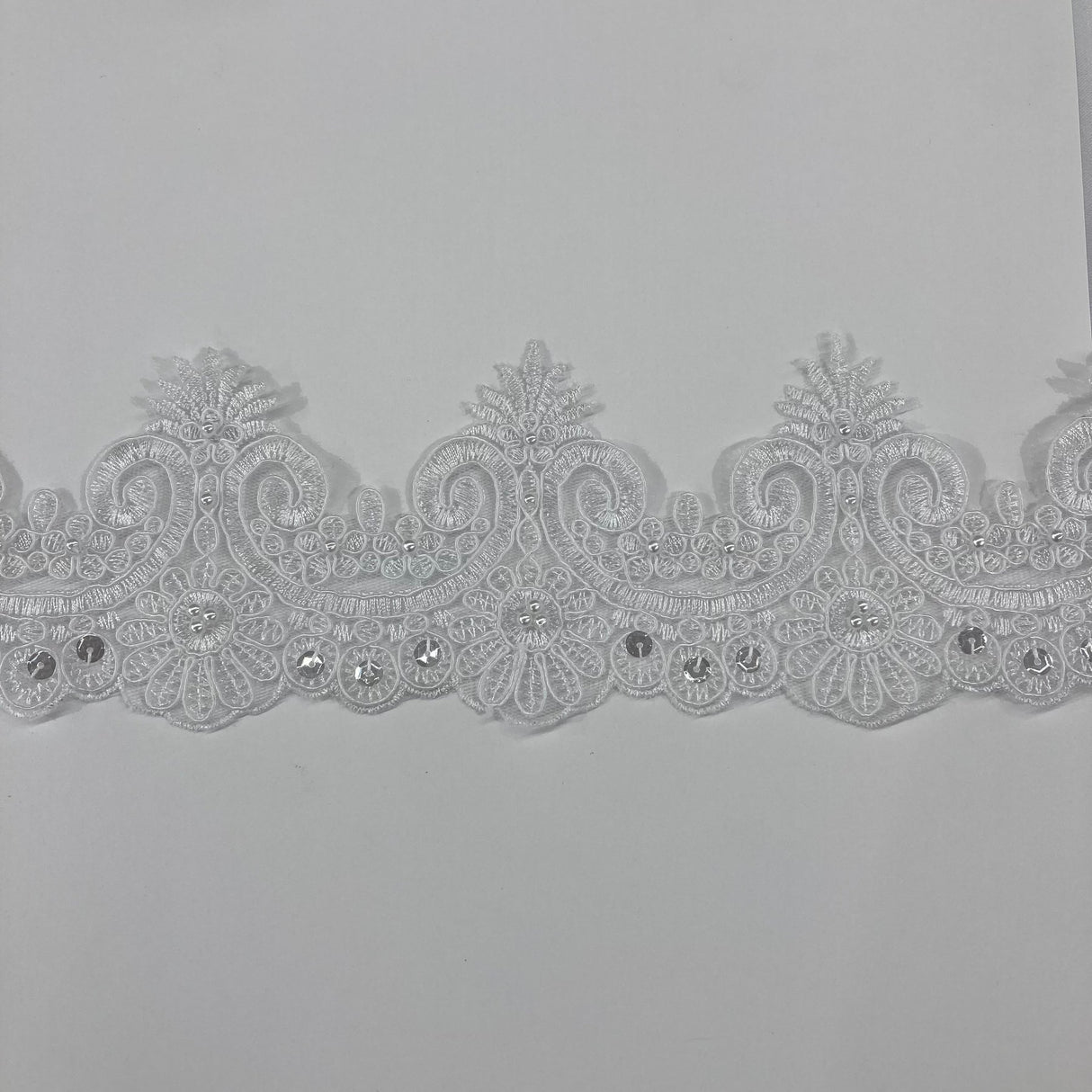 1 Yard Luxurious Beaded and Corded Lace Trimming Embroidered on Polyester Net Mesh for Special Occasions 4 Inch Width
